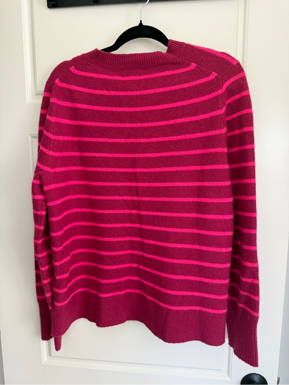 J. Crew Hot Pink and Fuchsia Striped Crewneck Sweater - Picture 2 of 3